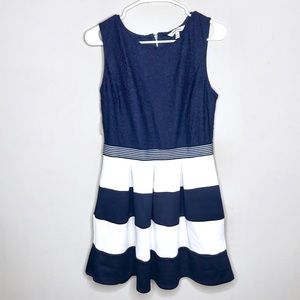 Speechless Navy Blue White Striped Sleeveless Dress